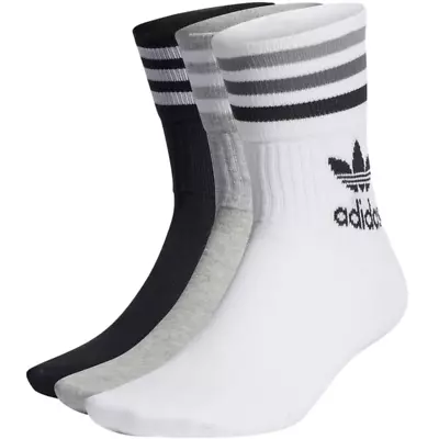 $22.50 • Buy Adidas Mid Cut Crew Sock Black / White / Grey