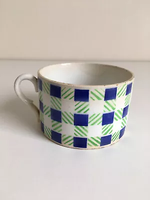 £8 • Buy Vintage French Creil Coffee Cup, 'Plaid Depose'