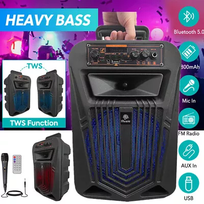 8  Portable Bluetooth Speaker With Mic Subwoofer Bass Party Outdoor Karaoke FM • £25.99