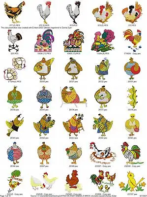 435 Chickens Roosters Turkeys  Embroidery Machine  Designs Pes  Usb • $10.95