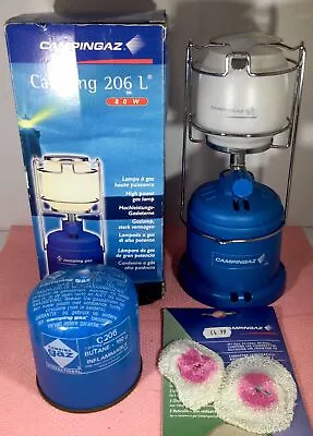 CAMPINGAZ CAMPING 206 L 80W High Power Gas Lantern Lamp NEW GAS & 3 NEW MANTLES • £19.99