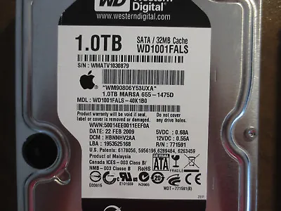 WD WD1001FALS-40K1B0 DCM:HBNNHV2AA Apple#655-1475D 1.0TB 3.5  Sata Hard Drive • $106.19