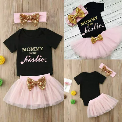 Newborn Baby Girl Clothes Infant Romper Jumpsuit Bow Tutu Lace Dress Outfits • £11.99