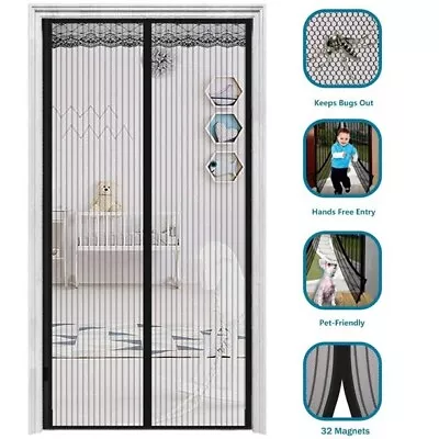 Magnetic Screen Door Retractable Mesh Net Pet Patio Hands Free Mosquito Magic • $7.99