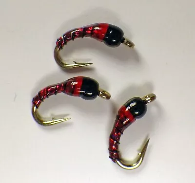 Zebra Midge Tungsten Blood Red Fly Fishing Flies Trout Flies Nymph Fly • $12.95