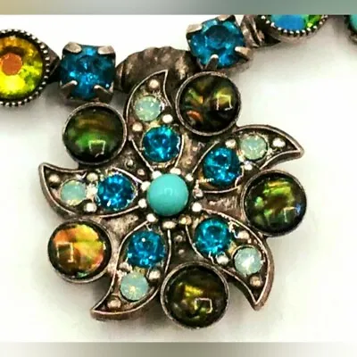 Opal Turquoise Crystal And Rhinestone Stunning  Mary DeMarco Necklace • $72