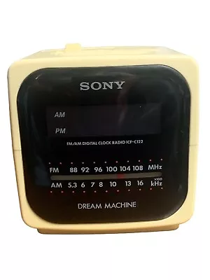 VINTAGE SONY  Dream Machine  AM/FM RADIO CUBE ALARM CLOCK ICF-C122 Tested • $19.99