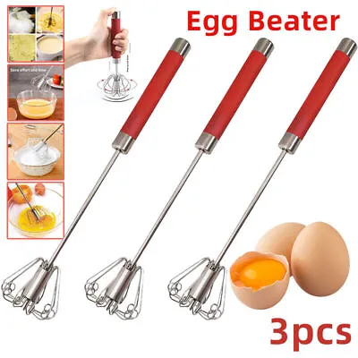 Easy Whisk Semi Automatic Stainless Steel Whisks Hand Push Egg Beater Whip Mixer • £5.59