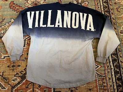 Women's Navy Villanova Wildcats Ombre Long Sleeve Dip-Dyed Spirit Jersey Medium • $29.50