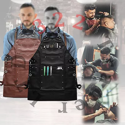 £29.95 • Buy Barber Hairdressers Salon Apron PU Leather Gown Cape Hair Cutting - Professional