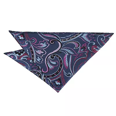 Blue & Pink Hanky Handkerchief Woven Floral Cypress Paisley Accessory By DQT • £3.99