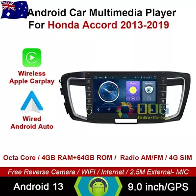 9  Android 13 Octa Core Car Non DVD GPS For Honda Accord 13-19 Carplay Auto • $599.90