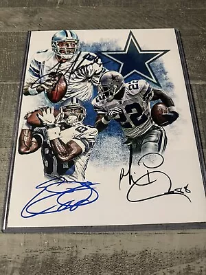 Emmitt Smith Troy Aikman Michael Irvin Signed 8x10 Dallas Cowboys Dual COAs • $149.99