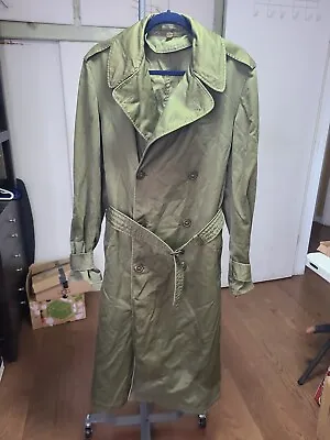 VINTAGE 50s US ARMY MILITARY Trench Overcoat Field Jacket Mens Long/Small 1951 • $99