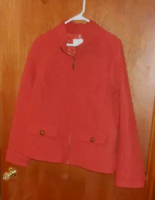 Merona Women's Jacket Rust Orange Quilted Full Zip Pockets Collared Size XXL • $12.95