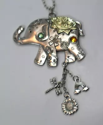 W4 Elephant Good Luck CAR CHARM MIRROR ORNAMENT Ganz Silver Gold • $10.99