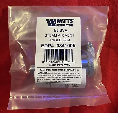 Watts 0841005 Watts Regulator 1/8 SVA Steam Air Vent Angle ADJ.  • $20