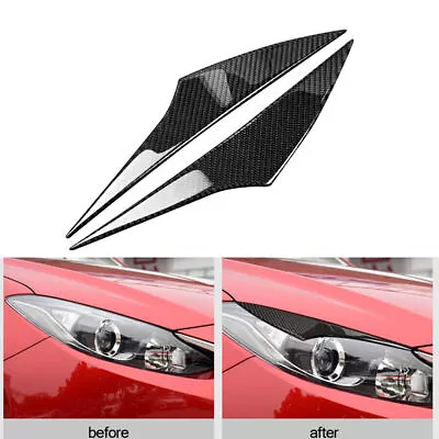2Pcs For Mazda3 Axela 2014-2016 Carbon Fiber Headlight Eyelid Eyebrow Cover Trim • $25.20