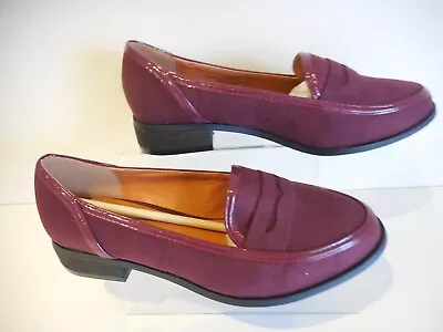 Burgundy Faux Suede Slip On Shoes  Size 5 Wide Fit (EEE) BNWT From Evans • £9.99