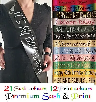 Personalised Birthday Sash Sashes Any Age 18th 21st 30th 40th 50th 60th 70th • £2.49