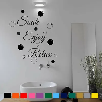 £4.74 • Buy Soak Relax Enjoy Wall Vinyl Stickers & Bubbles Bathroom Home Art Decor Decals