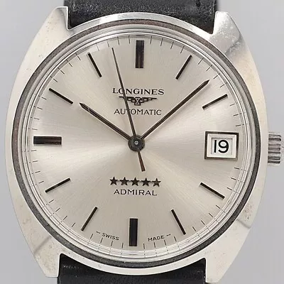 【Excellent+】 Longines Admiral 5 Star Automatic Date Round Silver Dial Men Swiss • $412