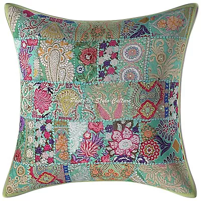 Ethnic Cushion Cover 60x60 Cm Patchwork Cotton 24x24 Inch Throw Pillow Cover • $28.42