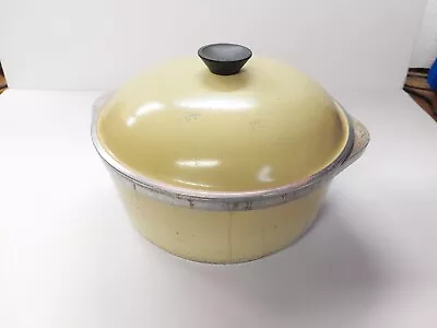 Vintage Yellow Club Ware 10” Metal Pot With Lid • $18