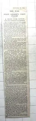 1929 Description Of State Airship R101 First Flight Cruise Over London • $6.22