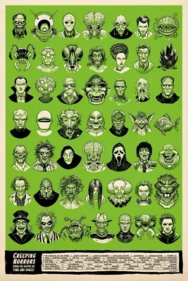 Creeping Horrors 11x17 Poster Print. 49 Of Film's Most Iconic Monsters & Madmen • $10.99