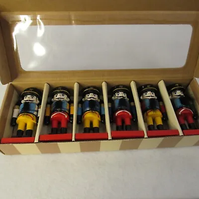 Vintage Soldier Nutcracker Place Card Holders Set Of 6 Wood Christmas Bombay Co • $23.95