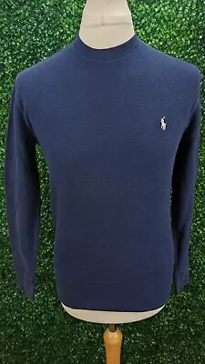£12.90 • Buy Polo Ralph Lauren Men Long Sleeve Sweatshirt Squared Pattern Blue Cotton Size S