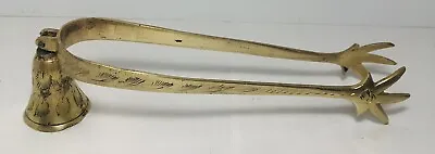 Antique Vintage Solid Brass Birds Feet Ice Sugar Cube Tongs With Bell 8  X 2  • $17