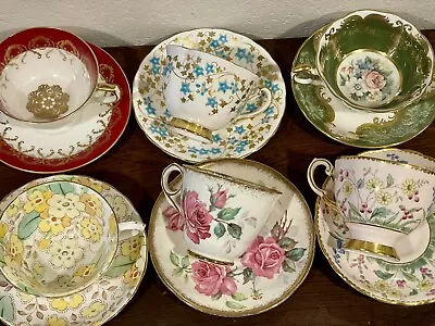 Lot Of 6 Vintage Teacups & Saucers Cups England Tea Party Mismatched Teacups • $124