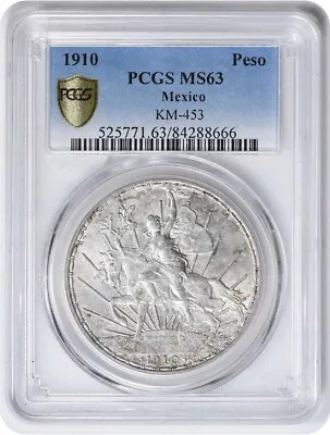 1910 Mexico 1 Peso KM453 MS63 PCGS • $1954