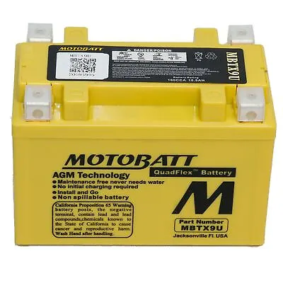 Motobatt MBTX9U AGM Gel Motorcycle Battery For Kawasaki Z 1000 SX 17-19 • £60.99