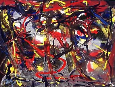 Modernist ABSTRACT CANVAS PAINTING Expressionist MODERN ART SICK CONFUSION FOLTZ • $48