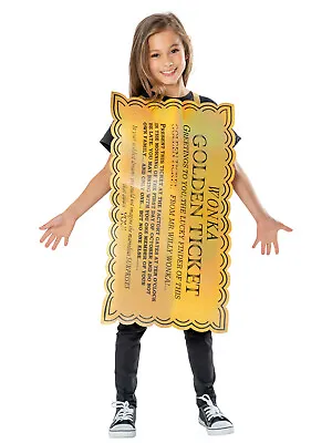 Golden Ticket (Willy Wonka) Tabard - 5-8 Yrs Charlie & The Chocolate Factory • $38.15