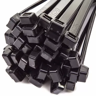 £7 • Buy BLACK & NATURAL CABLE TIES / ZIP WRAPS EXTRA LONG & WIDE Large White Tidy Hose
