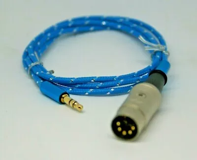 Bang Olufsen Gold 5Pin DIN - Gold 3.5mm Blue Braided Cable IPod/MP3 3ft NEW • $10.99