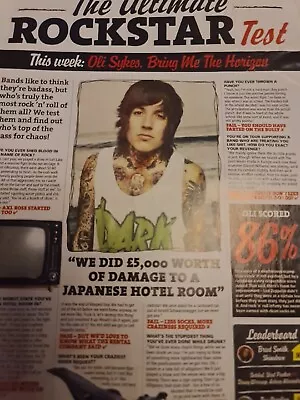 OLI SYKES BRING ME THE HORIZON / SHINEDOWN A4 POSTER KERRANG  MAGAZINE Damaged • £3.49