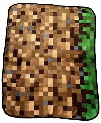 Minecraft Green Brown Super Soft Small Blanket Baby Blanket Small Throw 47” X 37 • $10.45