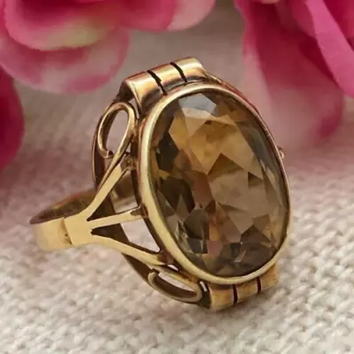 $849.99 • Buy Royal Fine Vintage Solid Yellow Gold 14k 585 Ring Citrine Women's Jewelry Size 8