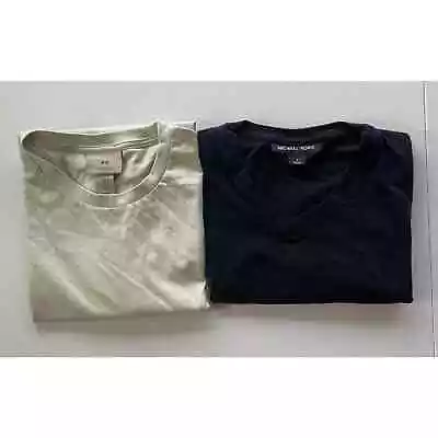 Lot Of 2 Mens Size S Blue V-Neck Michael Kors Crew Neck Green H&M T-Shirts • $11.95