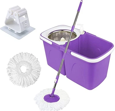 £19.99 • Buy Neez Mop And Buckets Sets Self-Wringing, 2 Microfiber Mop Heads 360° Magic Spin 