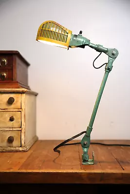 Vintage Fostoria Industrial Shop Light Drafting Adjustable Swing Arm Lamp Green • $175