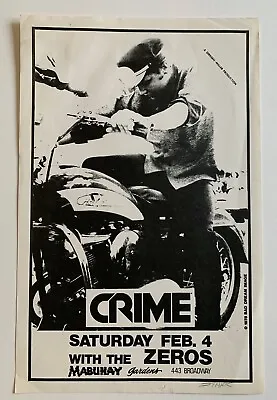 $175 • Buy Crime With The Zeros Original Punk Concert Poster