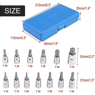 13 Pcs Torx Star Bit Male T Scoket Set Tool T8-T70 37mm-55mm 1/4  3/8'' 1/2'' AU • $19.99