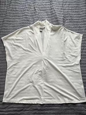 H&M White Blouse V Neck Size XL Semi Sheer • $6