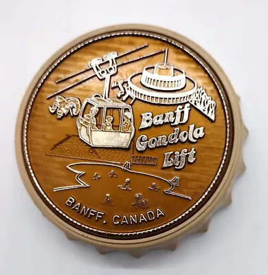 Vintage Banff Canada Gondola Lift Bottle Cap Shaped Opener Plastic Fridge Magnet • $10.99
